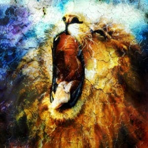 Beautiful Painting Of Lion While Roaring