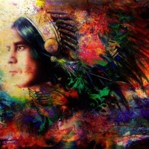 eautiful Painting Of A Young Warrior Wearing A Beautiful Feather Headdress