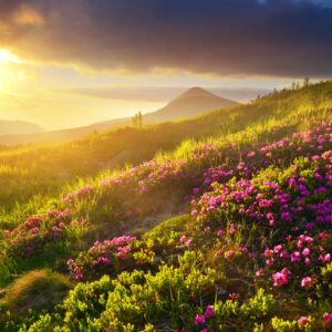 Natural Summer Landscape – Beautiful Mountain Meadow In Sunny Day