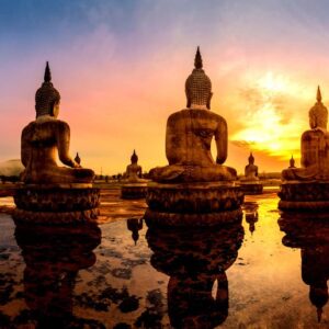 Evening View Of The Buddhist Park Of Thailand