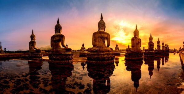 Evening view of the buddhist park of thailand